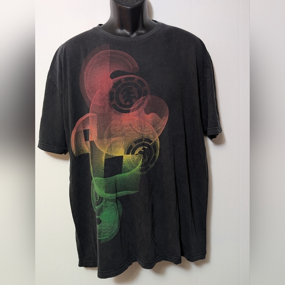 Men's Element Multiple Color Organic Cotton Black T-shirt Size XL - Picture 1 of 8